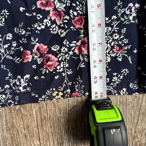 Vintage Cottagecore Floral Womens Dress Rayon Navy Grunge Moody 80s Medium - Picture 7 of 12